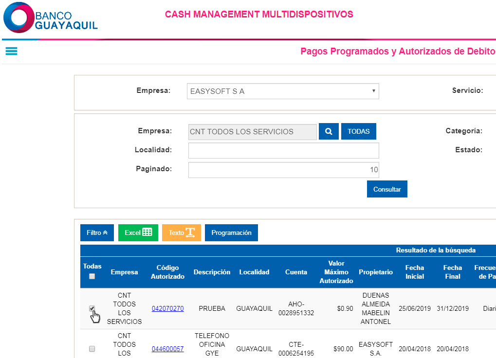 ¿Cómo puedo programar el pago de un servicio en la Banca Virtual Empresas? Banco Guayaquil